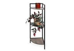 Spetebo Eckregal Standregal freistehend mit 3 Ablagen aus Holz, Anzahl 1-tlg., Metall Standregal mit 3 Holzfächern – Produktbild 1 von 1