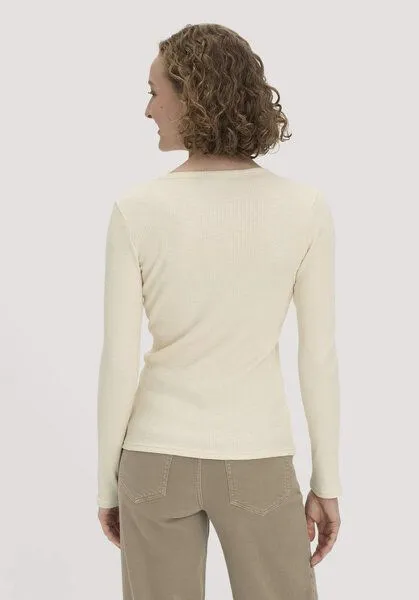hessnatur hessnatur Longsleeve Henley Slim aus Bio-Baumwolle, Naturweiss, – Produktbild 2 von 4