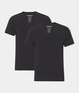 Copenhagen Bamboo Copenhagen Bamboo 2 Stück Schwarze Slim Fit Bambus-T-Shirts mit V-Ausschnitt – Produktbild 1 von 1