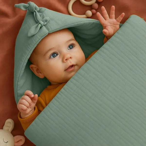 PAPATE PAPATE Babynest aus Bio-Baumwolle, Grün, – Produktbild 2 von 4