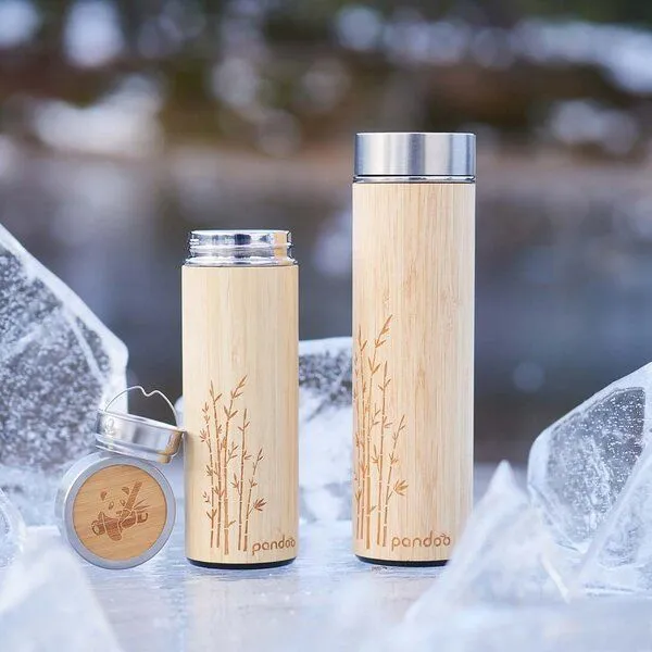 pandoo pandoo Bambus doppelwandige Thermoflasche mit Teesieb – Produktbild 4 von 4