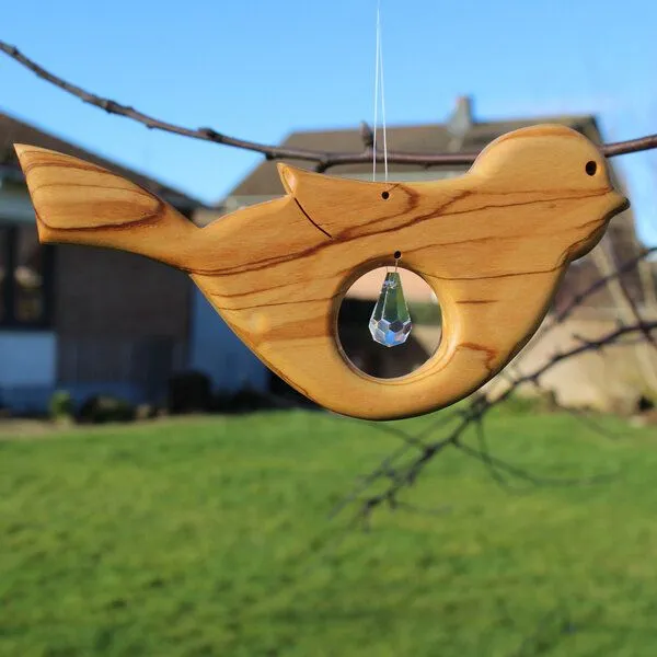 Mitienda Shop Mitienda Shop Fensterdeko Vogel aus Holz mit Bleikristall Zapfen – Produktbild 3 von 3