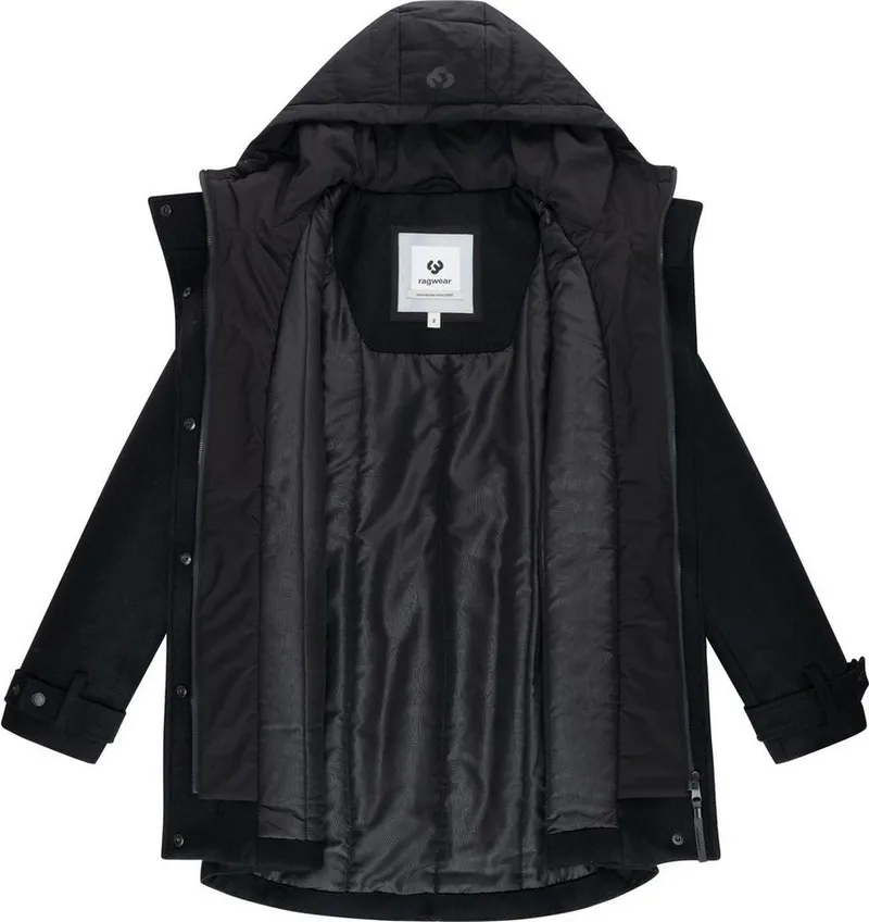 ragwear ragwear Wintermantel Petuja Felt YOUMODO Klassischer Damen Kurzmantel mit Kapuze, Schwarz, – Produktbild 1 von 4