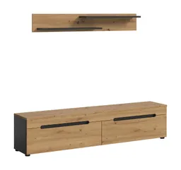 furnling Lowboard Cano (2 St., mit Wandboard), TV Schrank, TV Element, Breite 170 cm, Basalt grau/Artisan – Produktbild 1 von 1