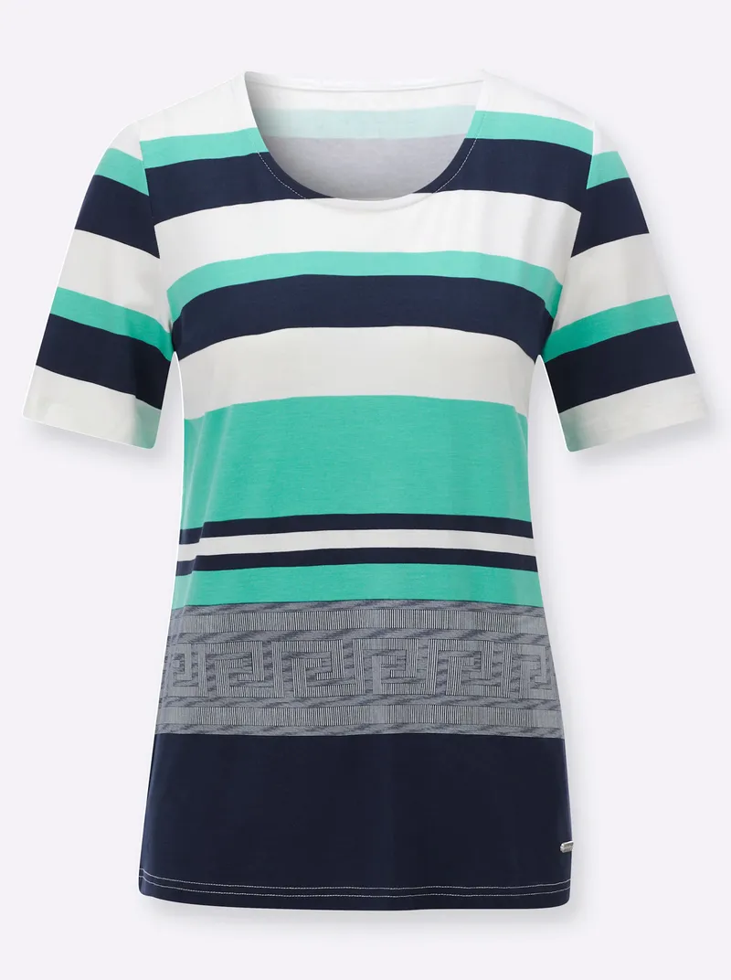 Witt Kurzarmshirt blaugrün-marine-bedruckt, Blaugrün-marine-bedruckt, – Produktbild 1 von 2