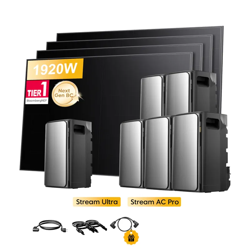 EcoFlow EcoFlow Stream Ultra, All-in-One Speicher für Balkonkraftwerke, mit 4 x 480Wp Sunpro BC Bifazial Full Black Solarmodul, by Powerness - Stream Ultra + 5 x Stream AC Pro | 11520Wh / ohne Zubehör / Standardversand – Produktbild 1 von 2