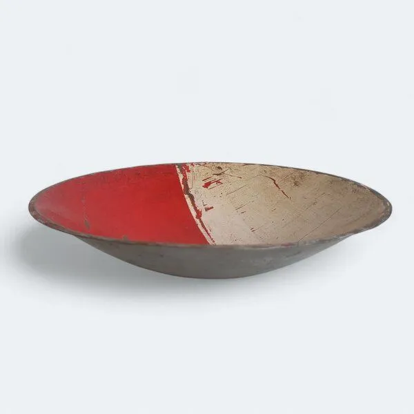Moogoo Creative Africa Moogoo Creative Africa Kleine Schale aus recycelten Ölfässern ca. 30 cm, Rot & weiß, – Produktbild 1 von 4
