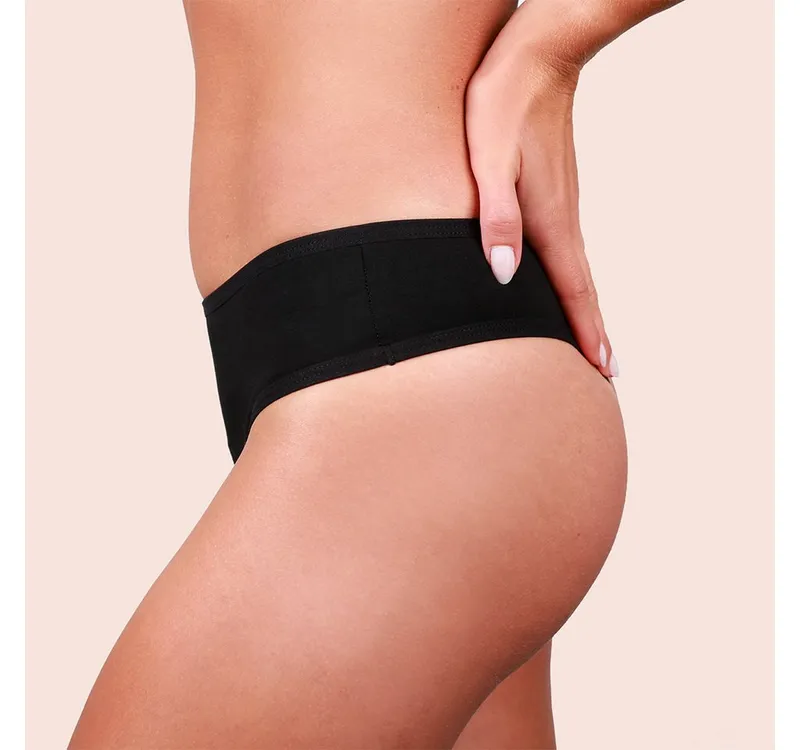 Taynie Taynie Periodenslip Brazilian - Periodenunterwäsche leichte Blutung - Damen (1er-Pack) Auslaufsichere Periodenunterwäsche / Periodenslip aus Bio Baumwolle, Schwarz, – Produktbild 4 von 5