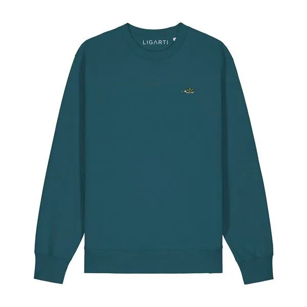 LIGARTI Bestickter Pullover – Lars die Schildkröte – LIGARTI Tiermanufaktur, Petrol, – Produktbild 1 von 2