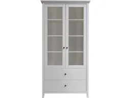 Vitrine "Solvita" mit 2 Glastüren und 2 SL, B 101 x T 40 x H 200 cm, Kiefer weiß – Produktbild 1 von 1