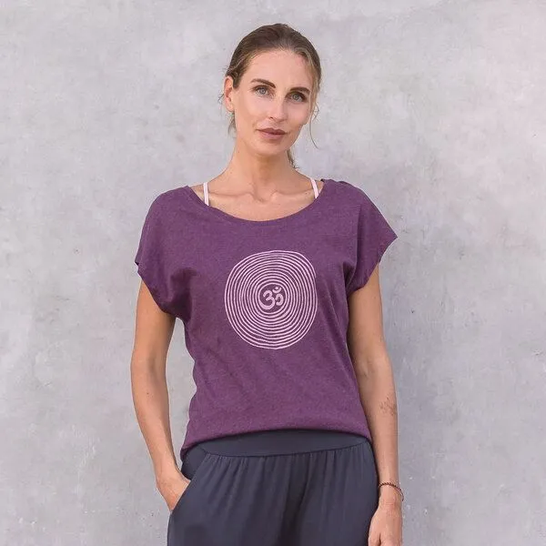 Jaya Jaya OM - Damen - loose cut T-Shirt aus 100% Biobaumwolle, Purple melange/lila, – Produktbild 1 von 3
