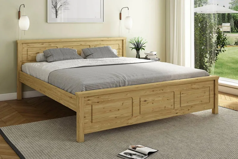 OTTO home Massivholzbett ERIKK', Made in Europe, optional mit Schublade, Massivholz Kiefer (FSC® zertifiziert), in mehreren Größen, Landhausstil mit Kassettenoptik, Beige, – Produktbild 2 von 8