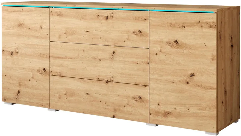 Home affaire Sideboard VERA, grifflos, verstellbare Einlegeböden, Wahlweise mit oder ohne Beleuchtung, Beige, – Produktbild 2 von 5