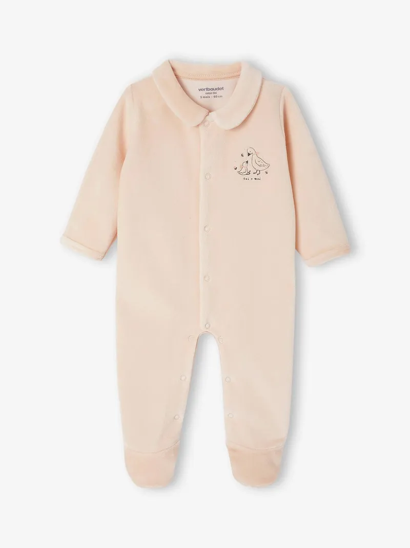 Vertbaudet 2er-Pack Baby Samt-Strampler mit Tier-Print, Rosa, – Produktbild 2 von 3