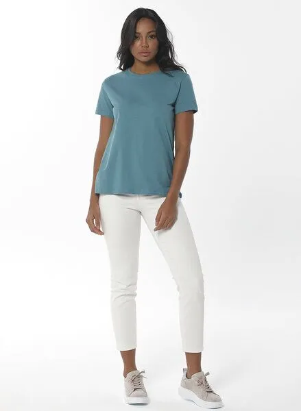 ORGANICATION ORGANICATION Damen Basic T-Shirt aus Bio-Baumwolle, Petrol(petrol green), – Produktbild 2 von 4