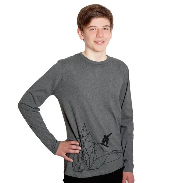 HANDGEDRUCKT HANDGEDRUCKT "Origamipiste" Männer Longsleeve, Grau, – Produktbild 1 von 2