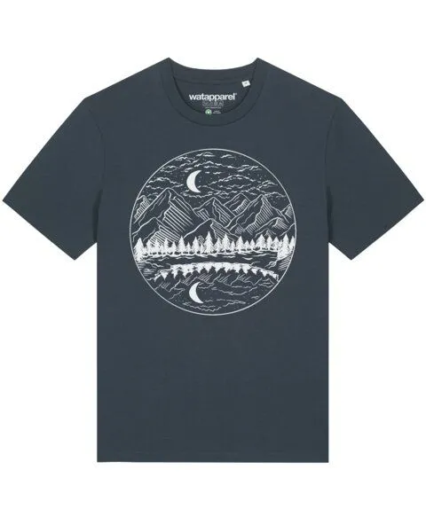 watapparel watapparel T-Shirt Unisex Mountains by night, India ink grey, – Produktbild 1 von 4
