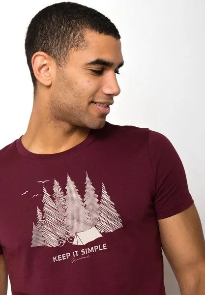 GreenBomb GREENBOMB Nature Keep Guide - Sportliches T-Shirt aus Bio-Baumwolle / hochwertiger Print / GOTS / Fair & Vegan, Rot (samtener regen), – Produktbild 2 von 4