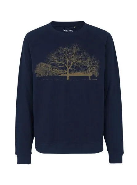 Peaces.bio - handbedruckte Biomode Peaces.bio - handbedruckte Biomode Sweatshirt Landscape Unisex, Navy, – Produktbild 1 von 2