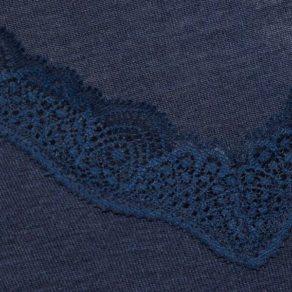 comazo|earth comazo|earth Wolle-Seide Shirt kurzarm mit V-Ausschnitt | GOTS zertifiziert, Dunkelblau, – Produktbild 3 von 4