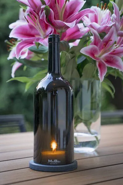 MaBe MaBe Windlicht (30cm) - klassisch - wertig - wunderbare & nachaltige Geschenkidee auch für ihn, Oliv, – Produktbild 1 von 4