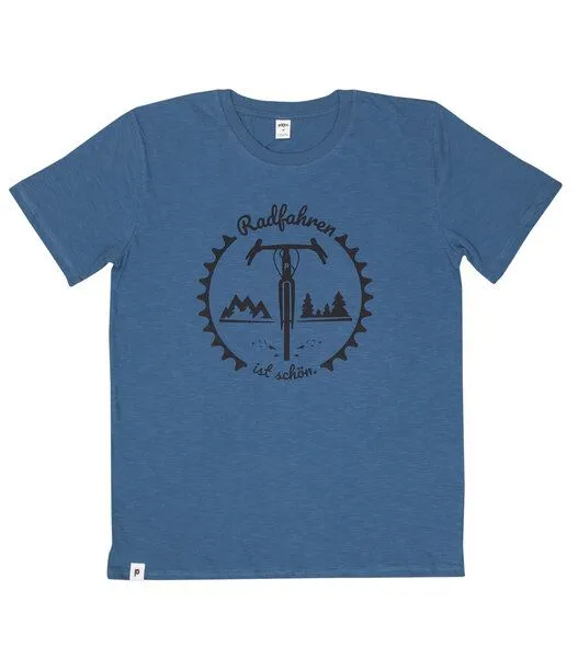 päfjes päfjes Radfahren ist schön / Gravel - Fair gehandeltes Männer T-Shirt - Slub, Blau, – Produktbild 2 von 3