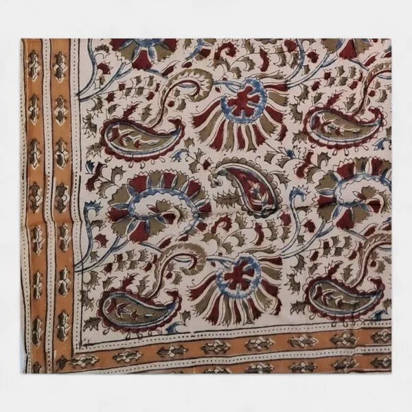 Der Lindwurm Der Lindwurm Kalamkari- Tuch (55x55 cm), Handdruck mit Pflanzenfarben, Gelb/beige, – Produktbild 2 von 2