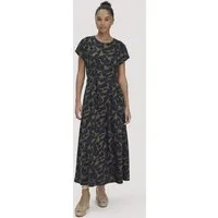 hessnatur hessnatur Print Jersey Kleid Knöchellang Relaxed aus reiner Bio-Baumwolle, Oliv, – Produktbild 2 von 5
