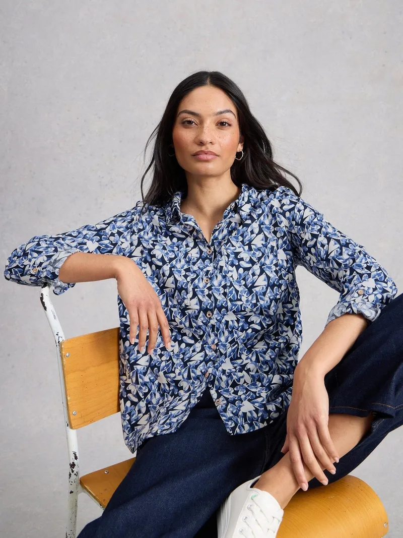 White Stuff Bluse Sophie aus Bio-Baumwolle - 36, Marine print, – Produktbild 1 von 4
