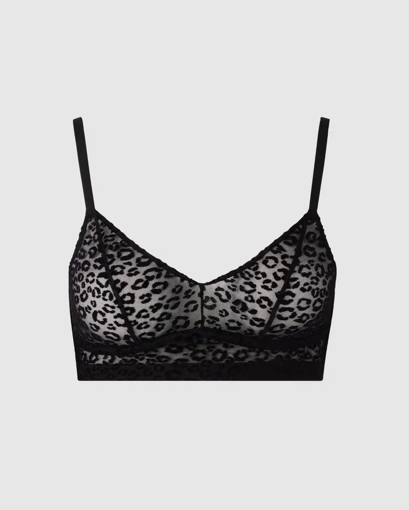 Understatement Understatement Damen vegan Mesh Balconette Schwarz Leopard Schwarz Leopard, Schwarz, – Produktbild 1 von 2