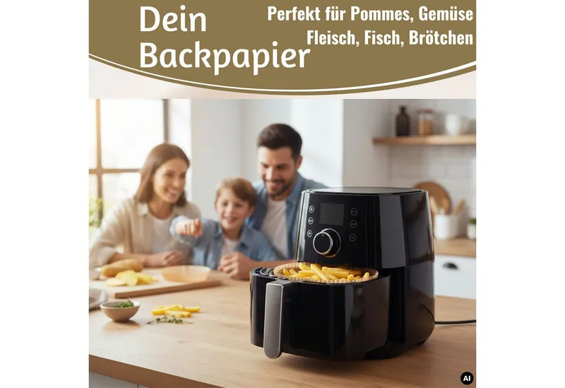 LS-LebenStil Backpapier Rund 16cm Set 100 Stück FSC für Airfryer Heißluftfritteuse Ninja, FSC zertifiziert, Antihaftbeschichtete Einweg Backeinlagen Zuschnitte, Braun, – Produktbild 3 von 5