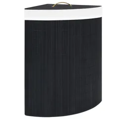 furnicato Wäschekorb Eck-Bambus 52,3x37x65 cm Schwarz (1 St) – Produktbild 1 von 1