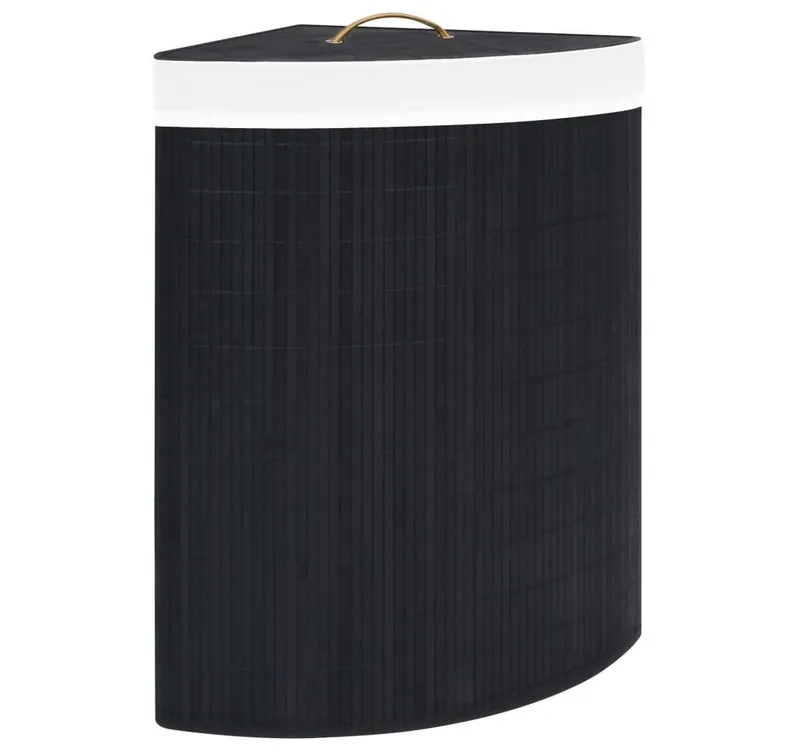 furnicato Wäschekorb Eck-Bambus 52,3x37x65 cm Schwarz (1 St), Schwarz, – Produktbild 1 von 5