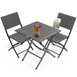 Casaria® Polyrattan Gartensitzgruppe 3-tlg Anthrazit – Produktbild 1 von 1