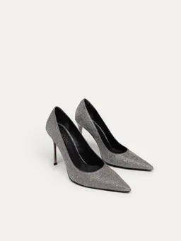 BIKKOU BIKKOU Damen vegan Pumps Freitagabend Ist Cocktailnacht Silberlurex – Produktbild 1 von 1