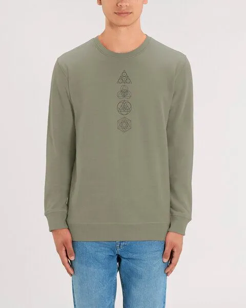 Human Family Human Family Bio Unisex Rundhals-Sweatshirt - "Araise - Geometric Line", Khaki, – Produktbild 3 von 4