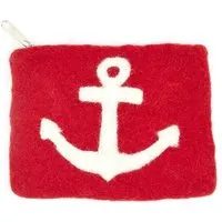 short'n'pietz short'n'pietz handgefilztes Täschchen mit eingefilztem Anker, Rot weiss, – Produktbild 1 von 3