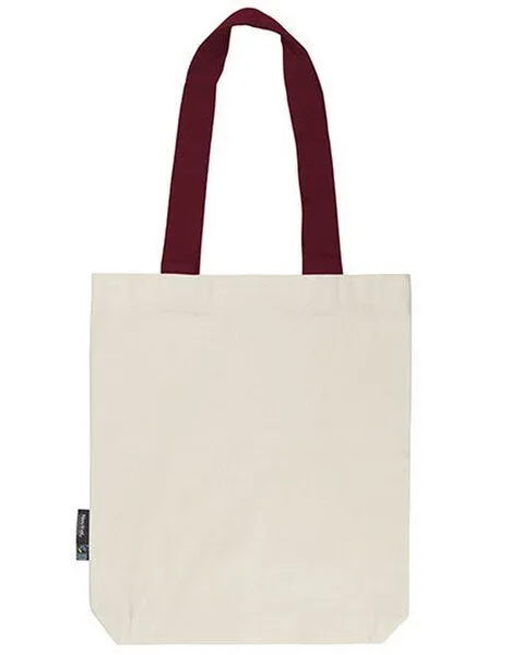 Neutral Neutral Baumwolltasche Shopper Kontrastfarbene Henkel, Natur/bordeaux, – Produktbild 2 von 3