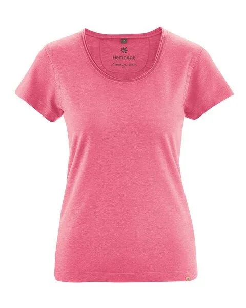 HempAge HempAge Damen T-Shirt mit Rollsaum Hanf/Bio-Baumwolle, Hibiscus (rosa), – Produktbild 1 von 4