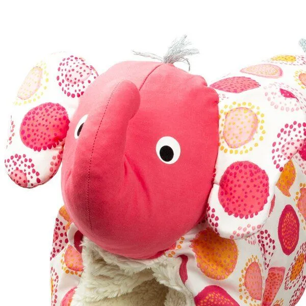 Flosinn Flosinn Kuschelkissen Elefant als Reisekissen mit Teddyplüsch aus Baumwolle Personalisierbar, Rot orange aprikot, – Produktbild 2 von 6