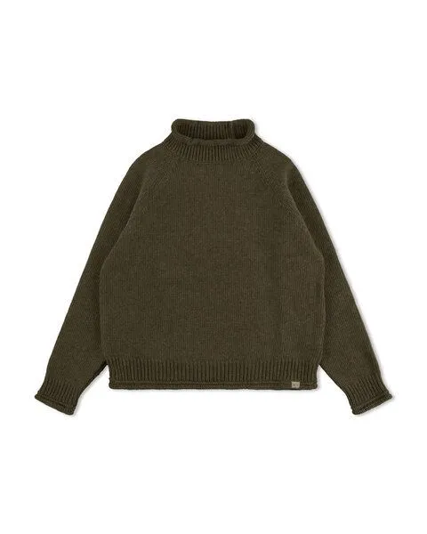 MATONA Matona Strickpullover mit kleinem Kragen für Kinder / Raglan High Neck Sweater, Olive, – Produktbild 4 von 4