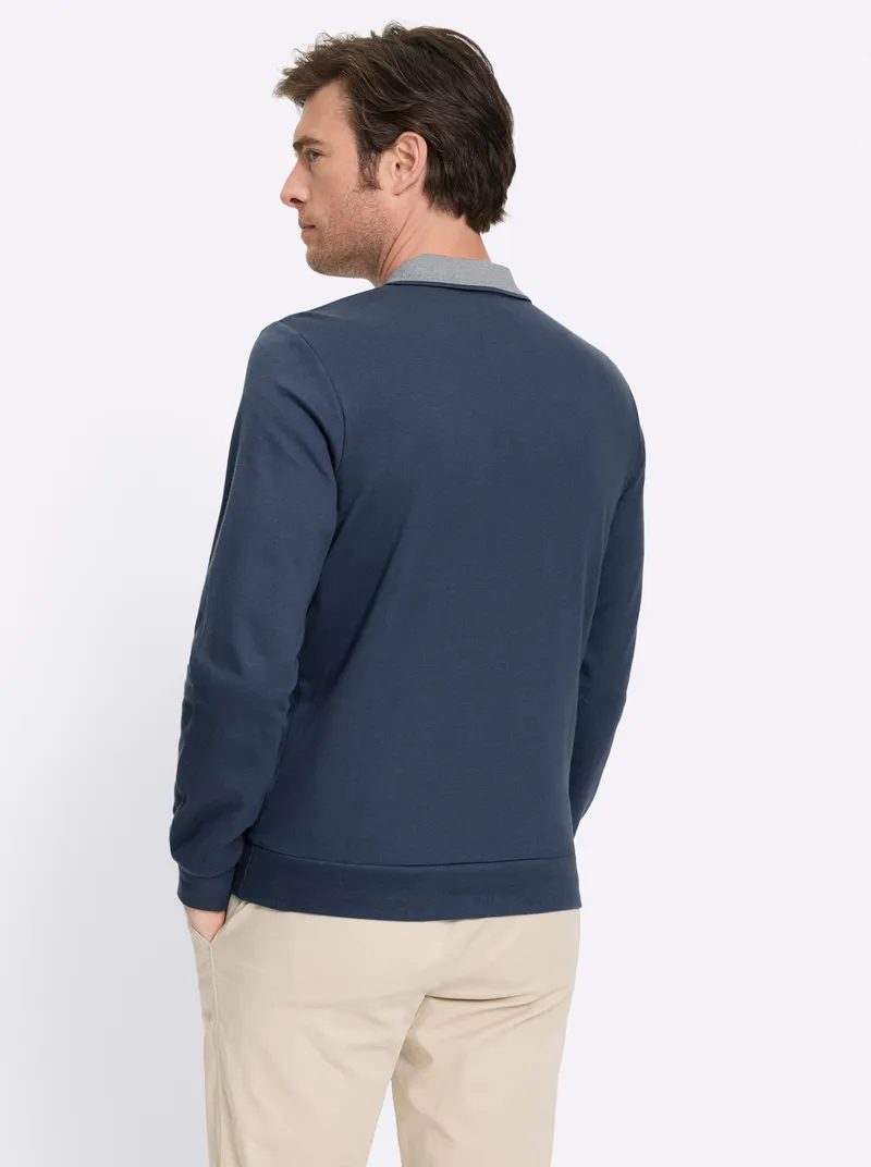 marco donati Langarm-Poloshirt rauchblau, Rauchblau, – Produktbild 2 von 2