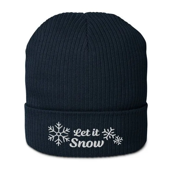 PepMelon Let it snow bestickte Bio-Rippmütze, Navy blau, – Produktbild 1 von 4