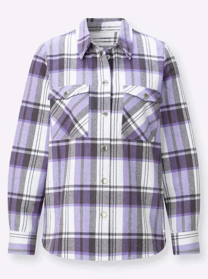 Witt Flanellbluse lavendel-anthrazit-kariert, Lavendel-anthrazit-kariert, – Produktbild 1 von 2