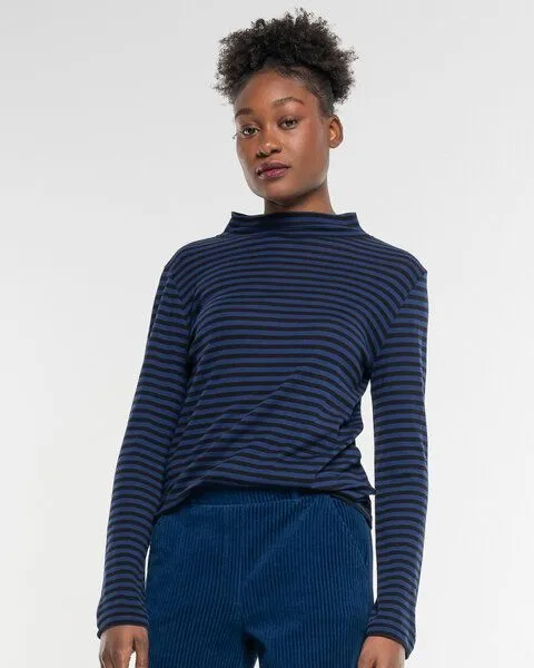Alma & Lovis Alma & Lovis Turtleneck Ringelshirt aus softer Bio-Baumwolle | Ringel Turtleneck, Twilight (blau), – Produktbild 1 von 4