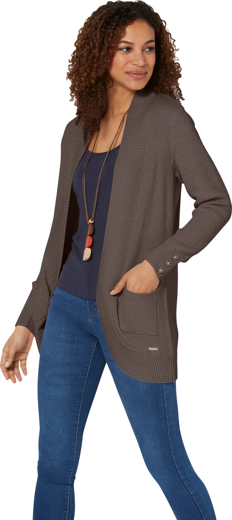 Witt Longstrickjacke, Dunkeltaupe, – Produktbild 2 von 2