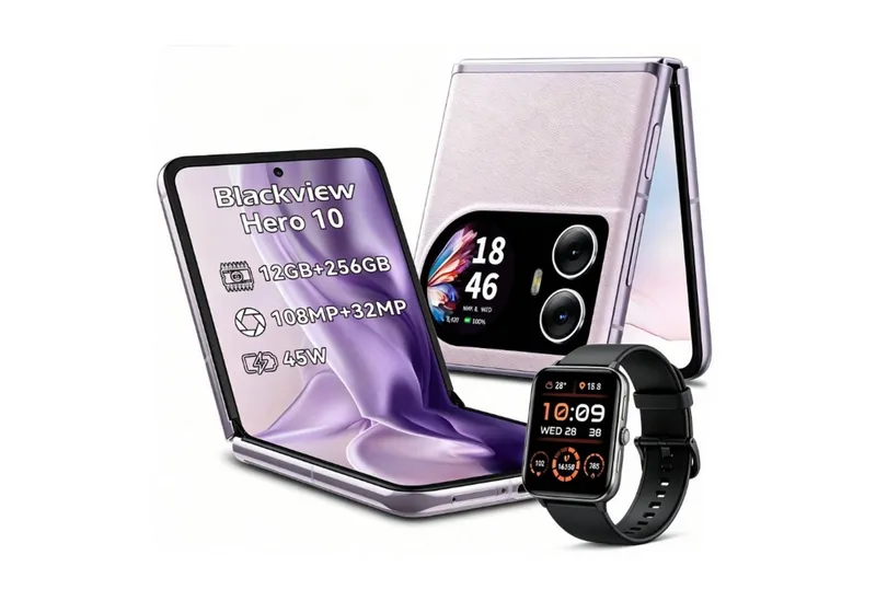 Blackview Blackview Hero 10 klapp handy Ohne Vertrag mit Smartwatch flip Smartphone (6.9 Zoll, 256 GB Speicherplatz, 108 MP Kamera, 6,9", 2,5K AMOLED, 108MP, 256GB, 4000 mAh/45W, NFC), Lila, – Produktbild 1 von 7