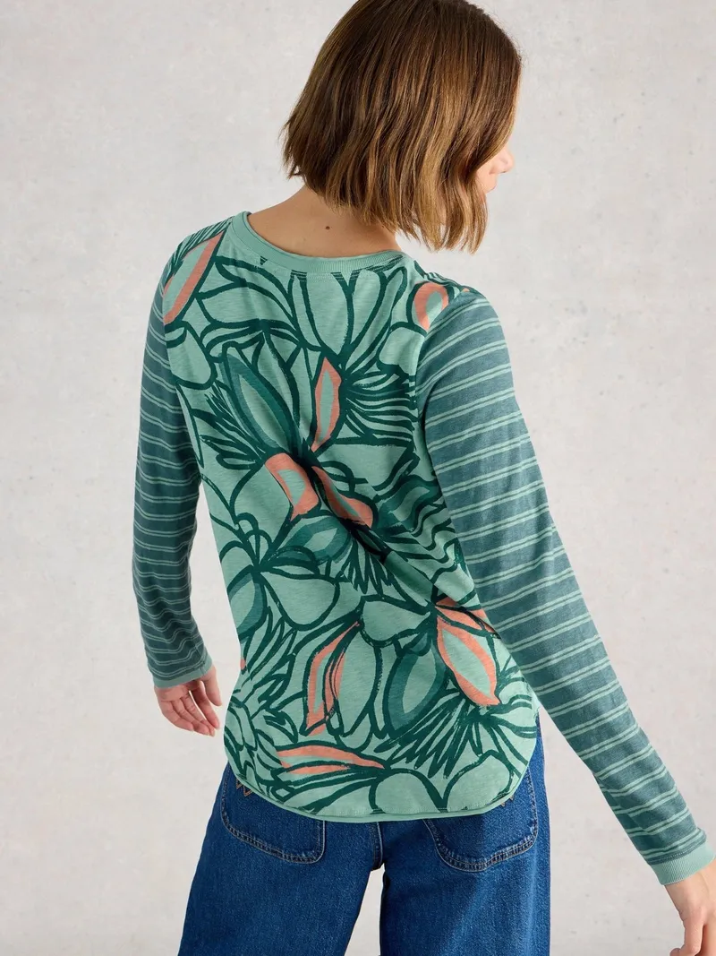 White Stuff Langarmshirt Clara - 34, Blaugrün print, – Produktbild 4 von 4