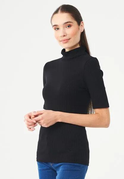 ORGANICATION ORGANICATION Rollkragenshirt aus Bio-Baumwolle, Black, – Produktbild 3 von 4