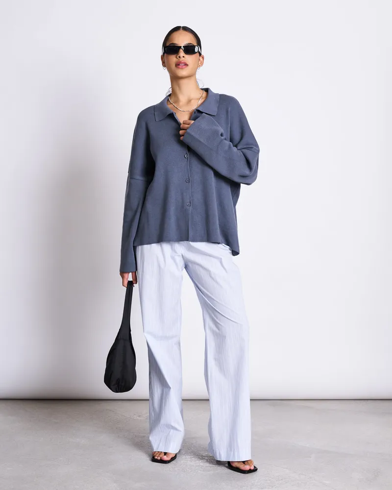 JAN N JUNE JAN 'N JUNE Damen vegan Strickjacke Anjo Turbulence, Dunkelblau, – Produktbild 1 von 2